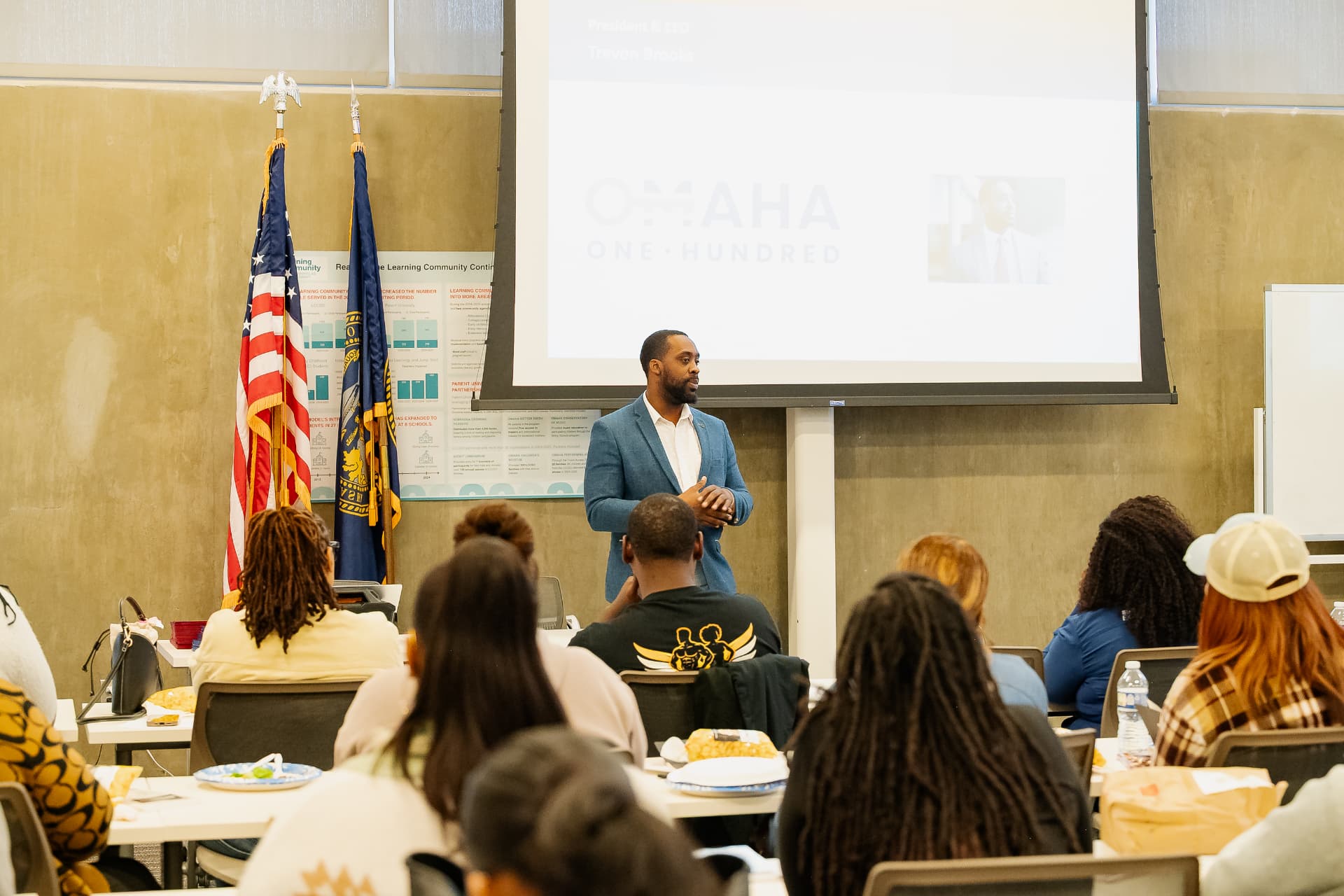 A community partner presenting to participants about local programs